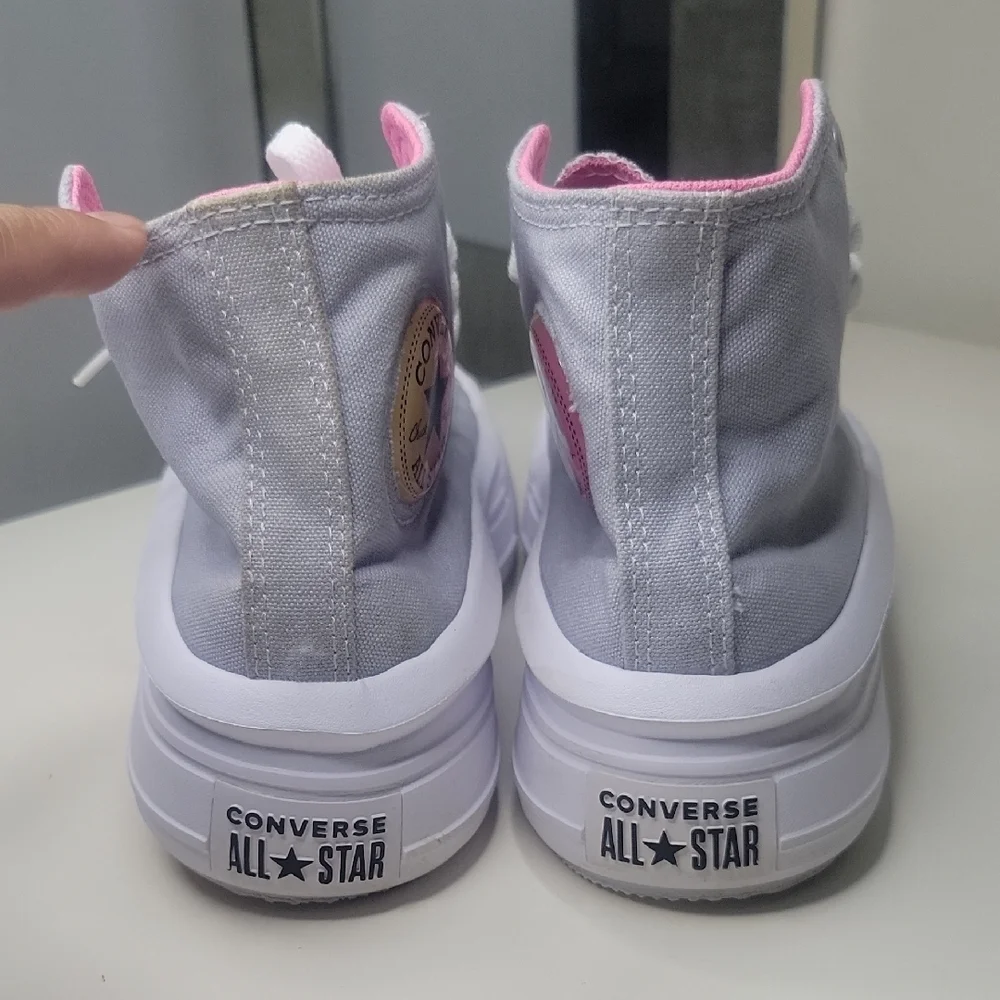 Converse Gray and Pink High-Top Sneakers Sz3